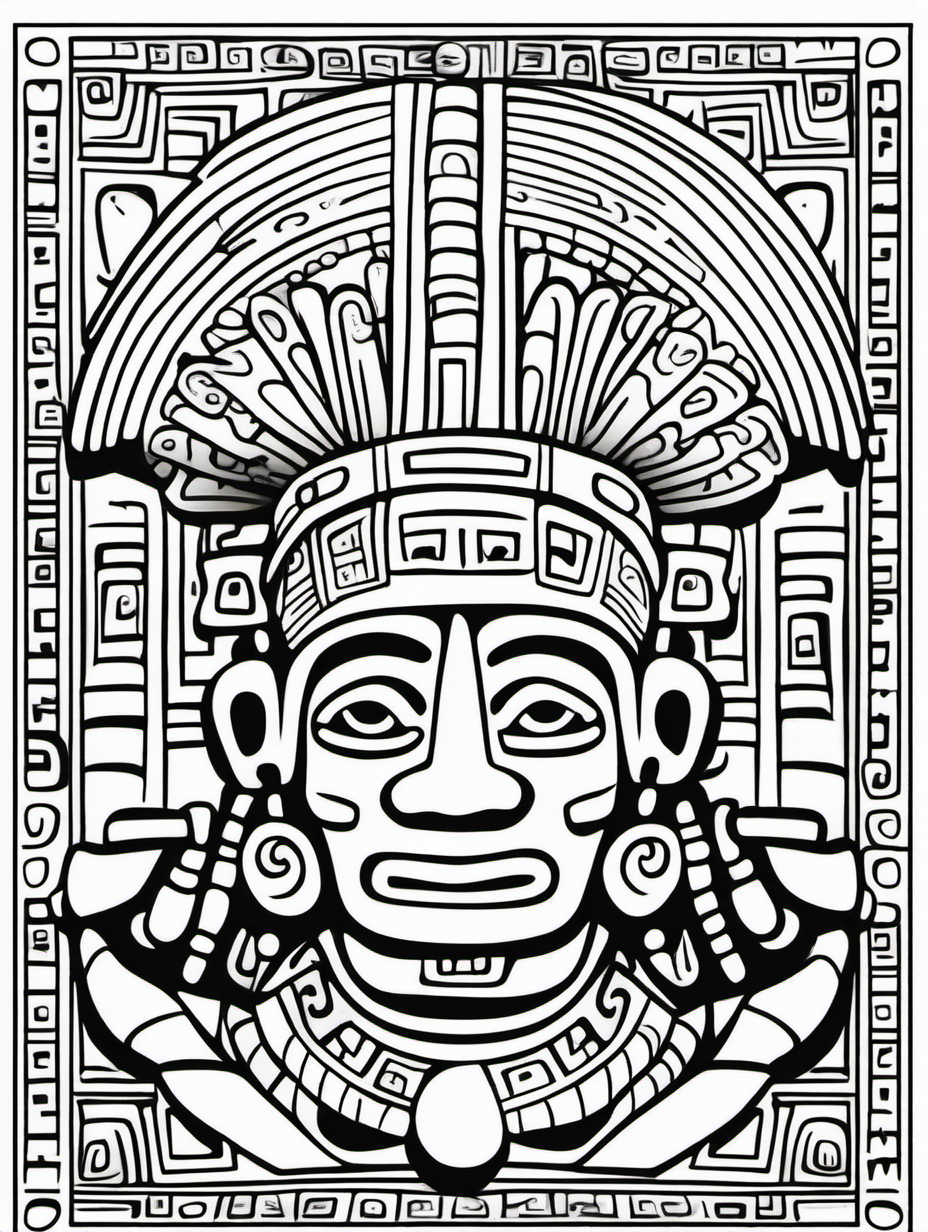 mayan artcoloring page simple draw no colors