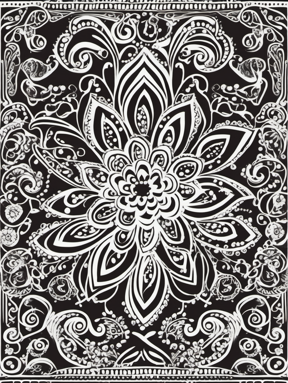 henna patterns , simple draw, no colors, flower background