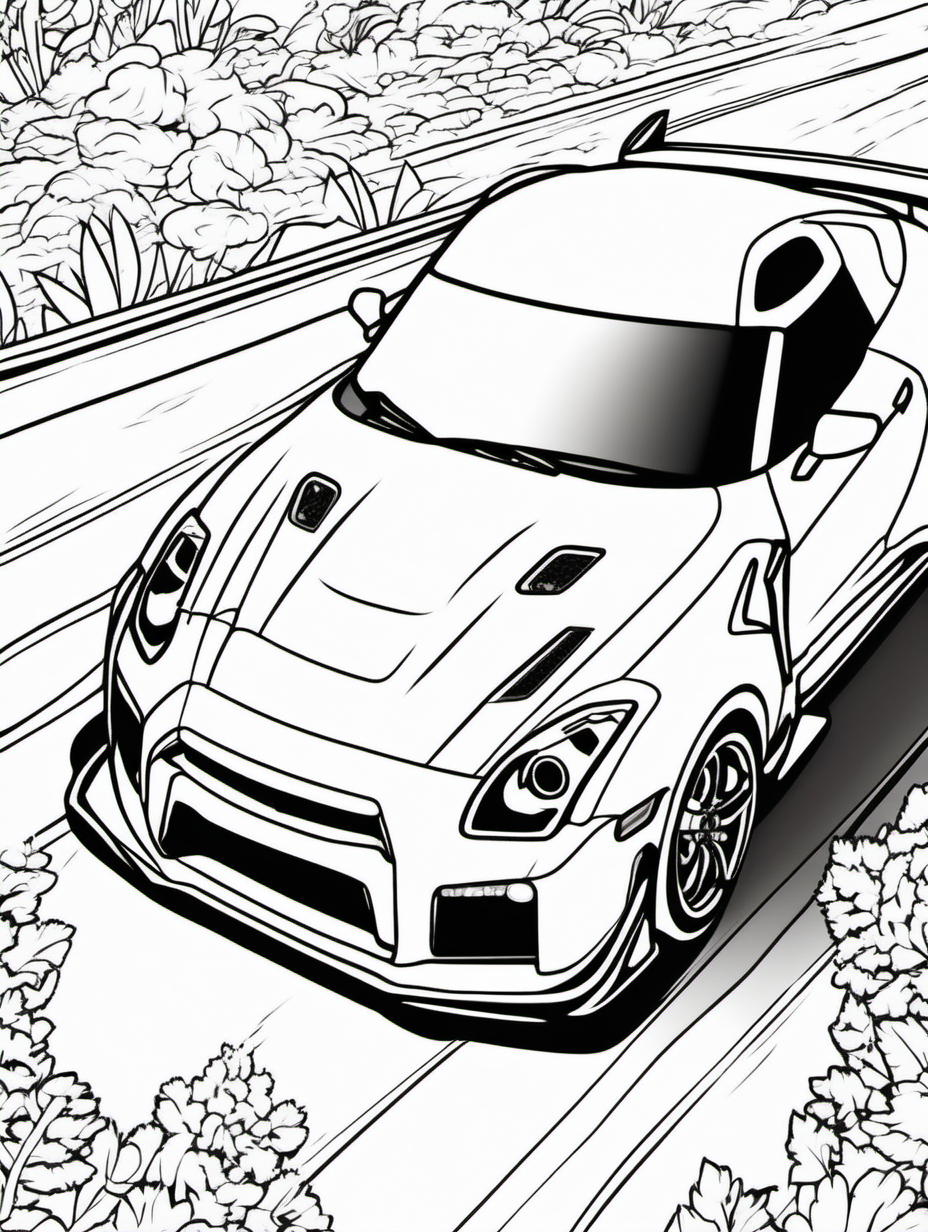 GTR sportscar for childrens coloring book