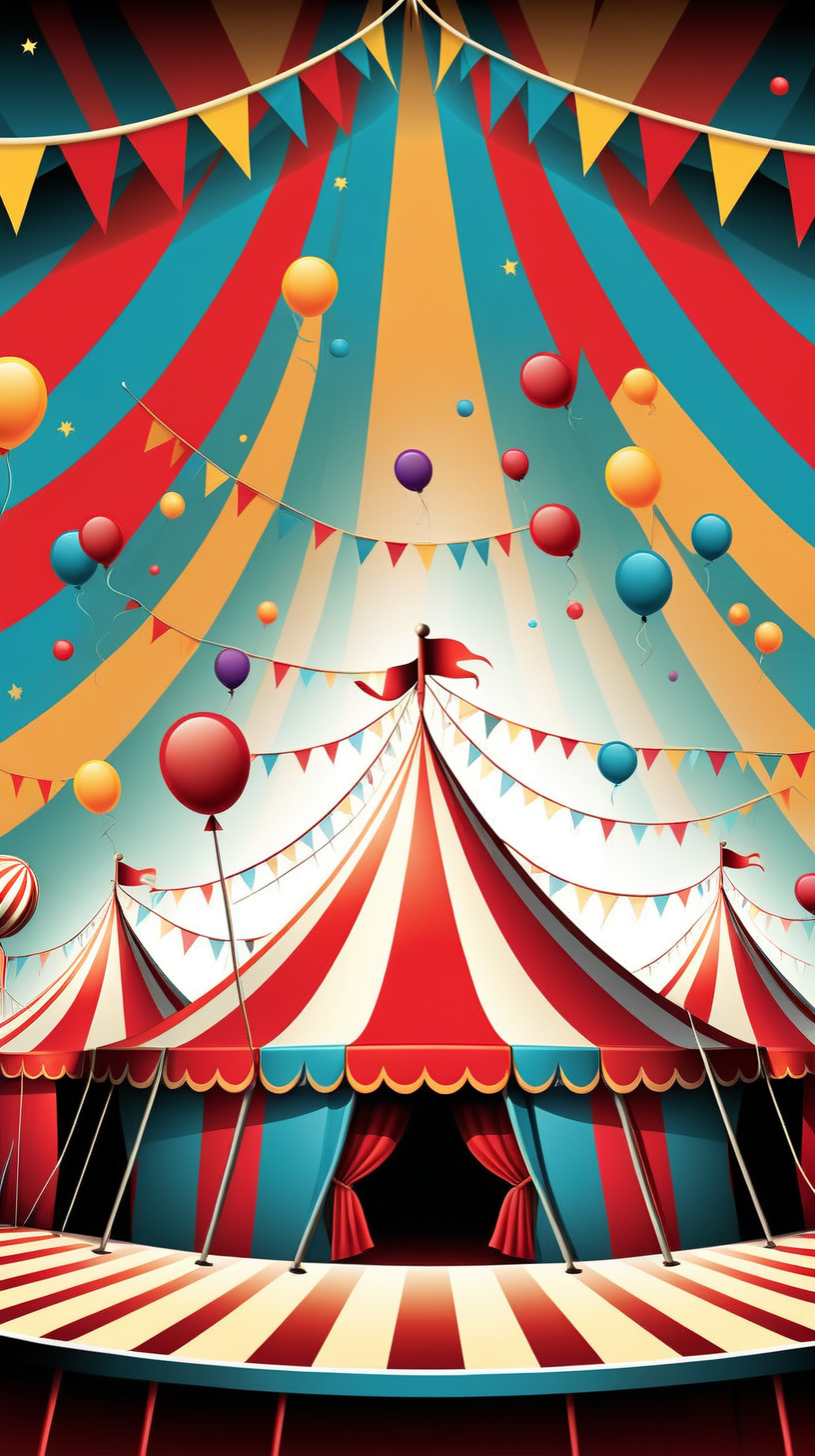 vector art, illustration, realistic-looking, vibrant, colorful, full, exciting, circus scene