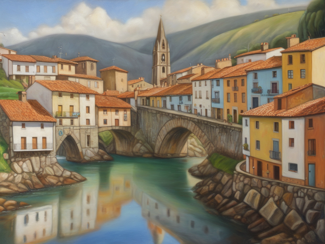 Cantabrian town Ceceo in oil