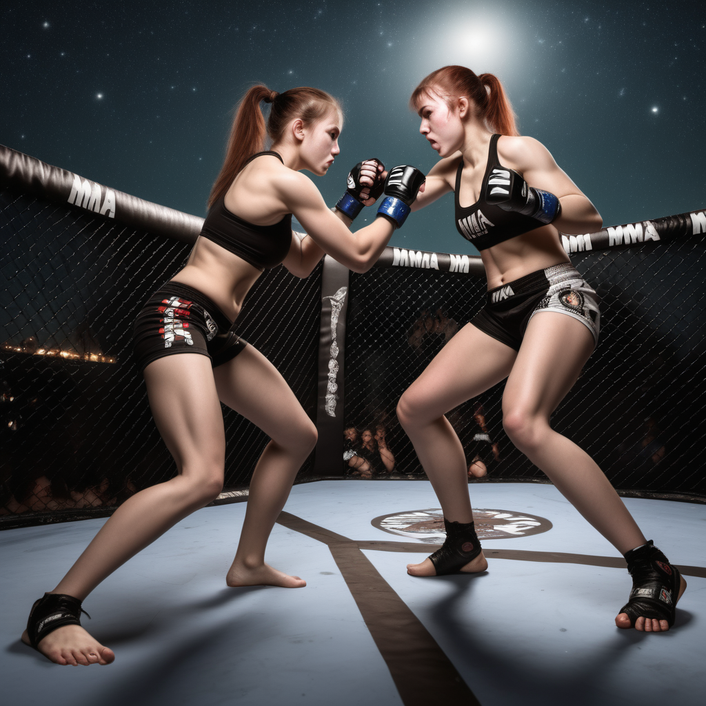 thin girls fighting and mma under the stars