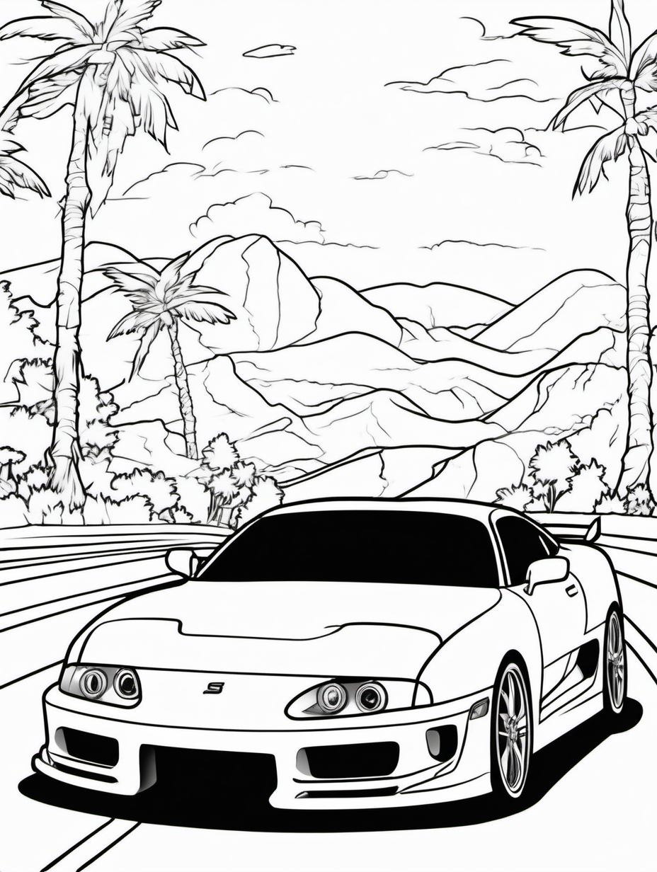 Supra sports car for childrens coloring book