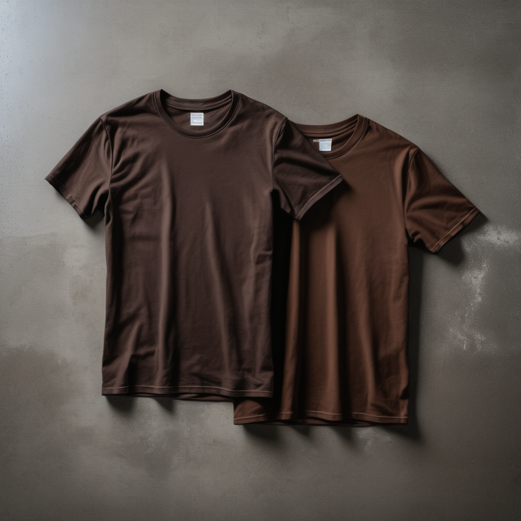 front side of 2 dark brown tshirts on