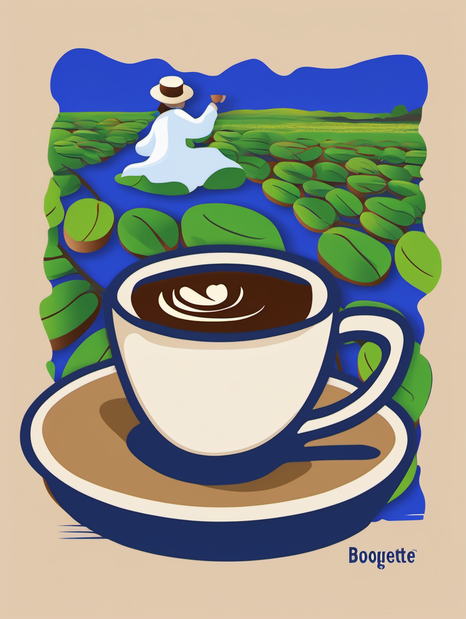 imagine a Boquete coffee logo for a company called Boquete bean in the style of monet