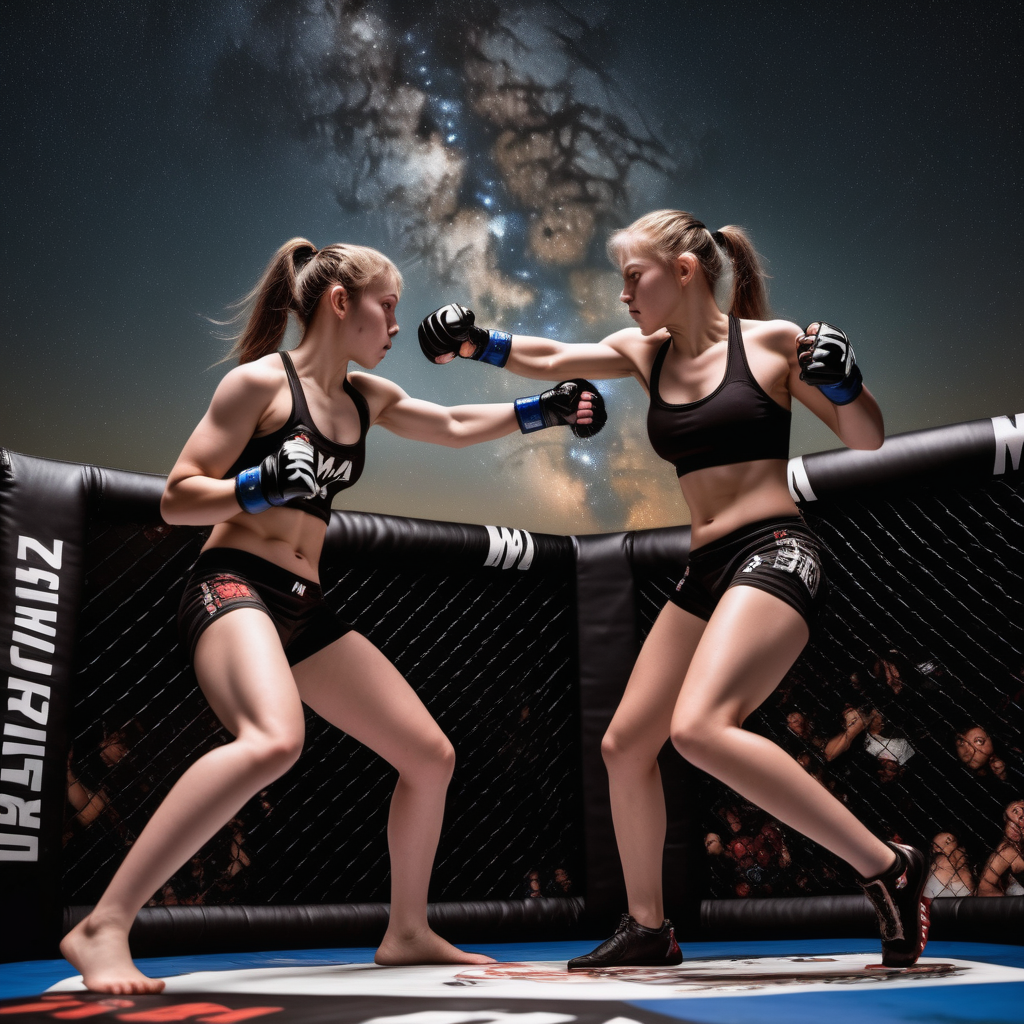 thin girls fighting and mma under the stars