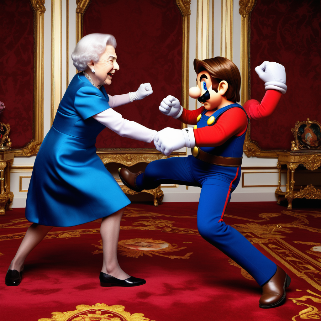 Photo of tom cruise fighting queen elizabeth in Mario Galaxy