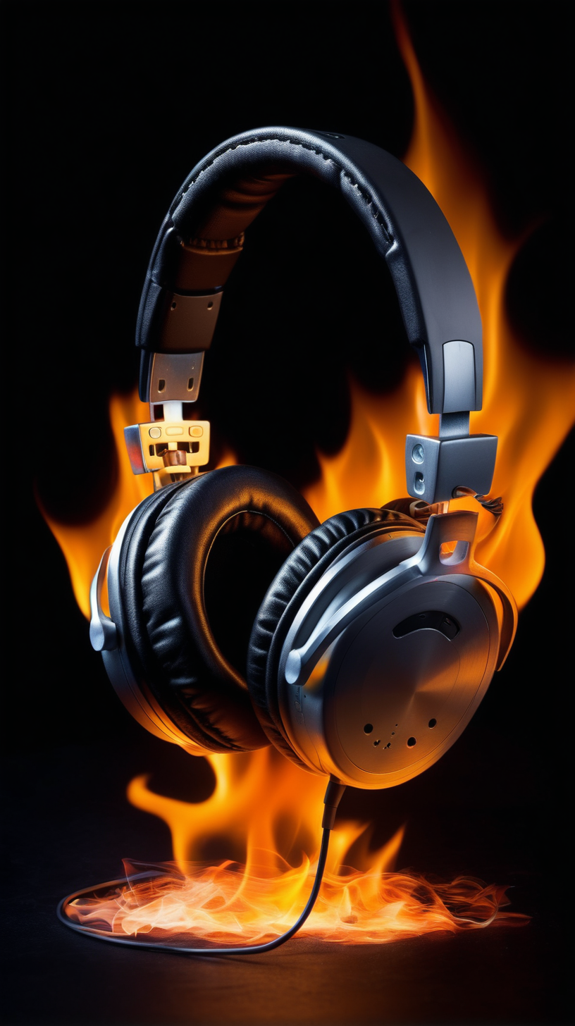 a headphone in flames