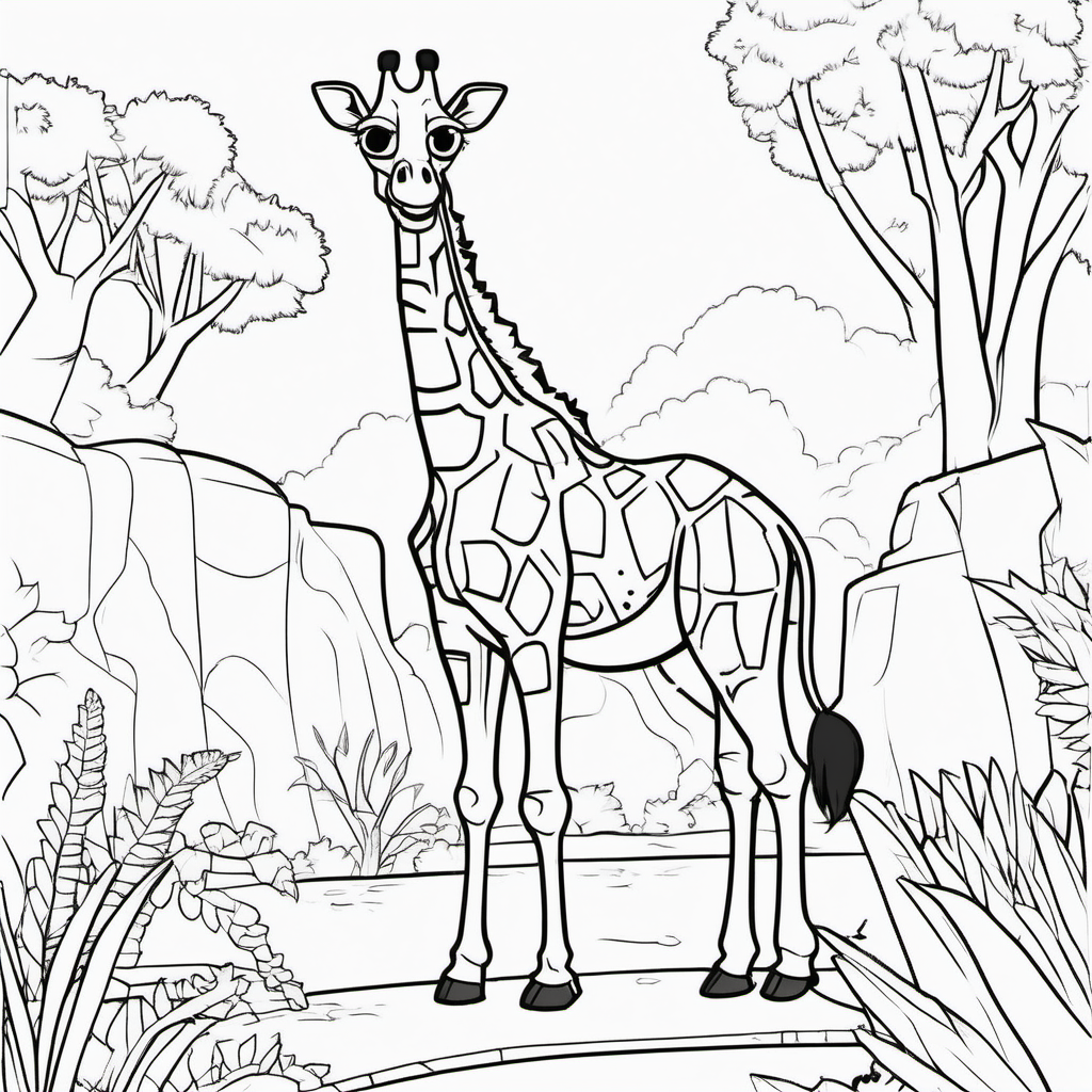 Imagine coloring page for kids Giraffe rex in