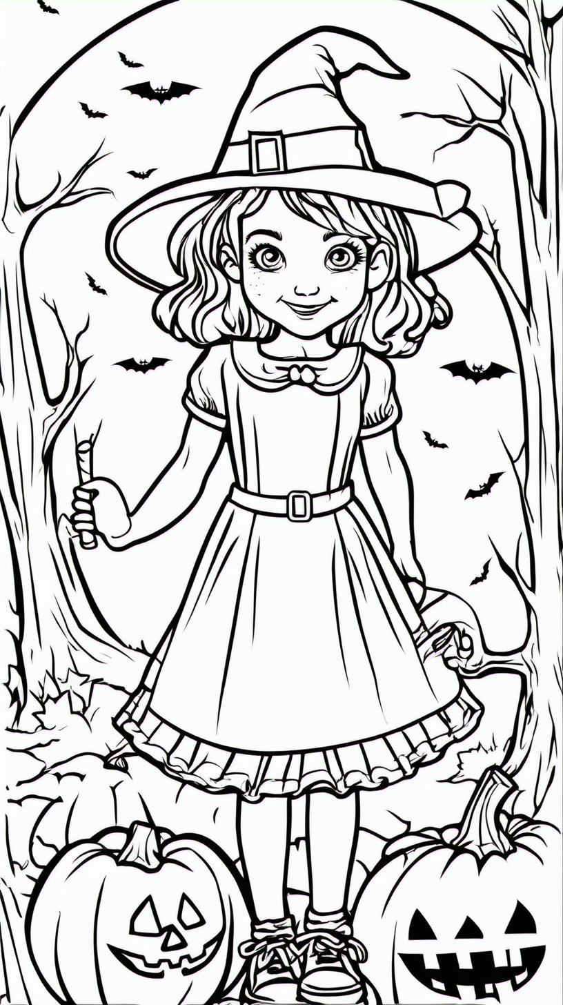Cover of a children's coloring full color girl with a helween
