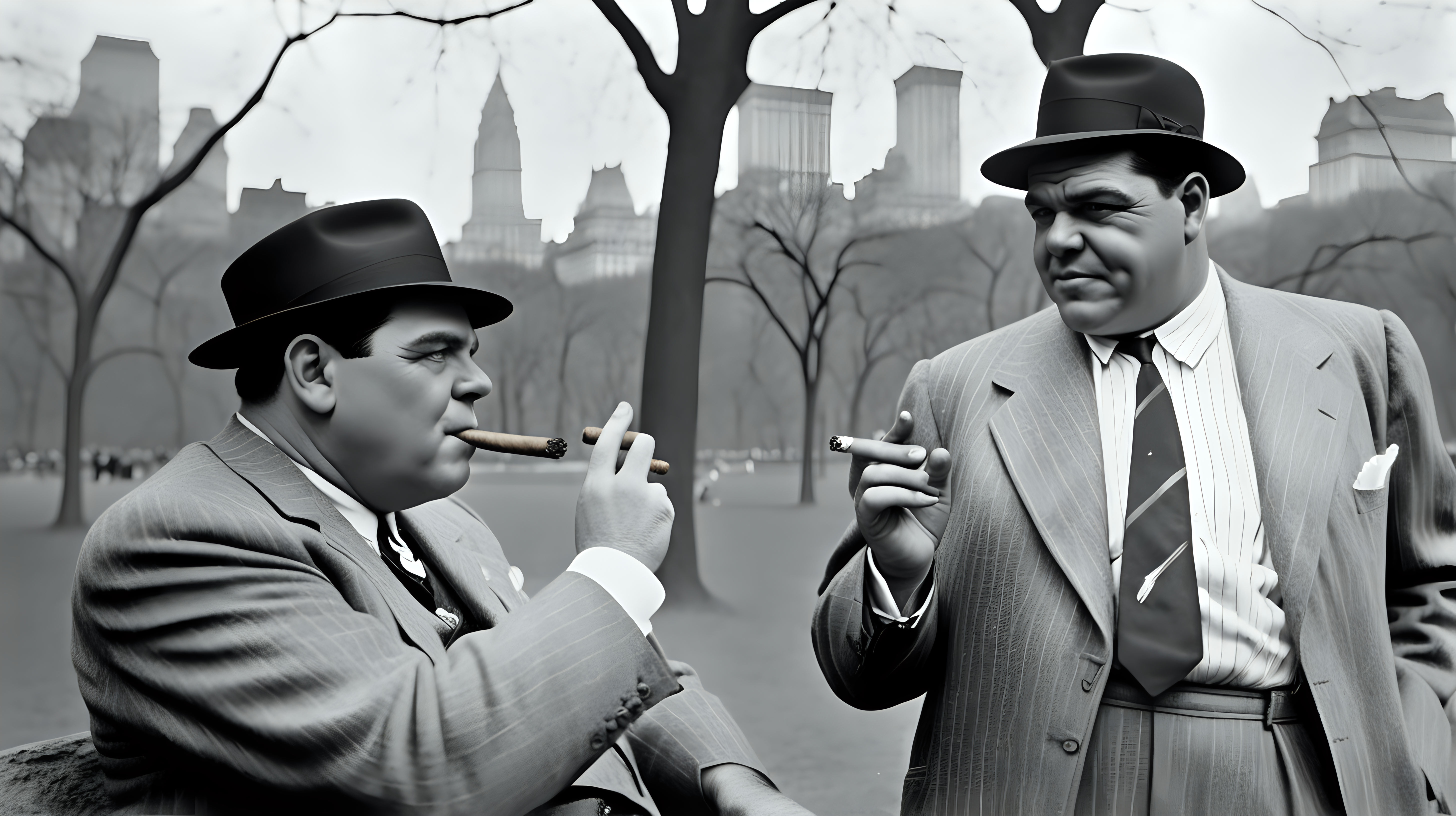 Venom & Babe Ruth smoking a cigar in central park