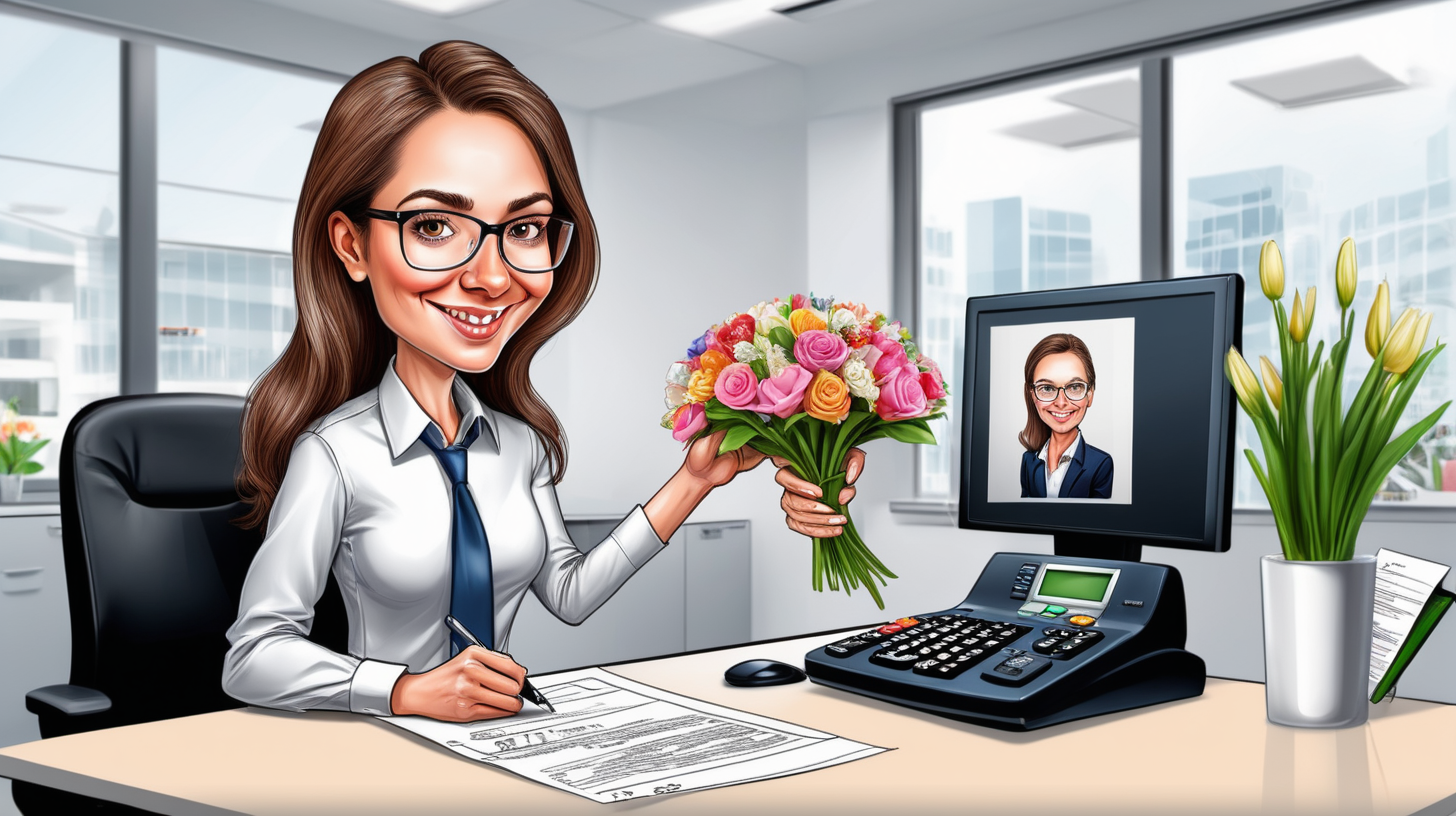 Caricature with a woman who works as an