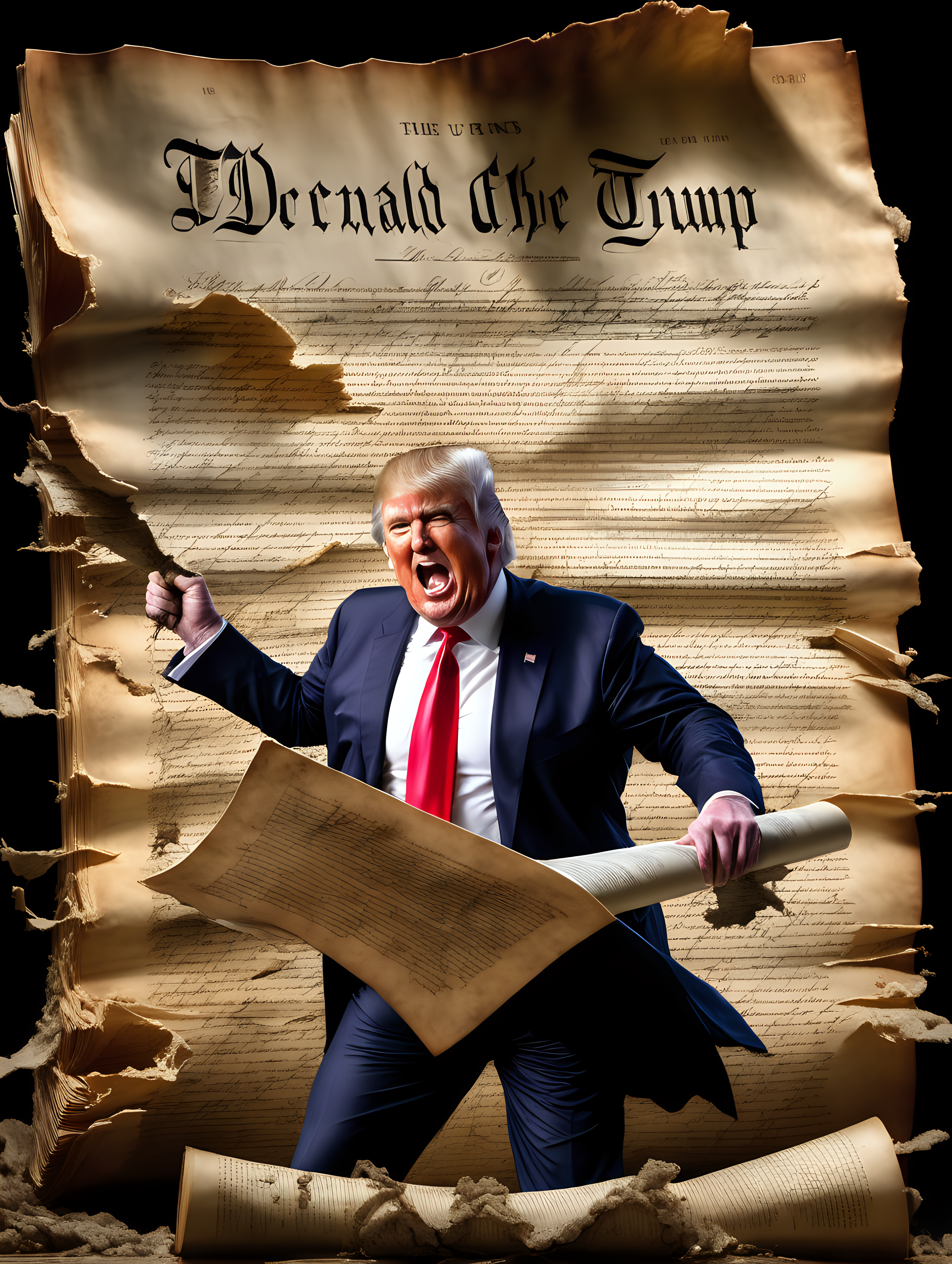 Donald Trump ripping up the US Constitution