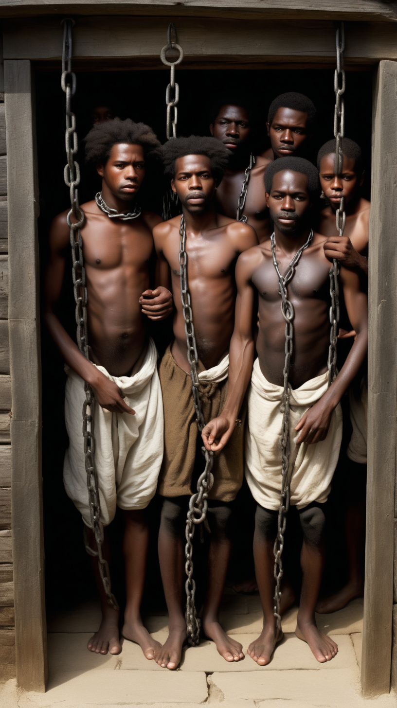 1600s black slaves chain together in small space
