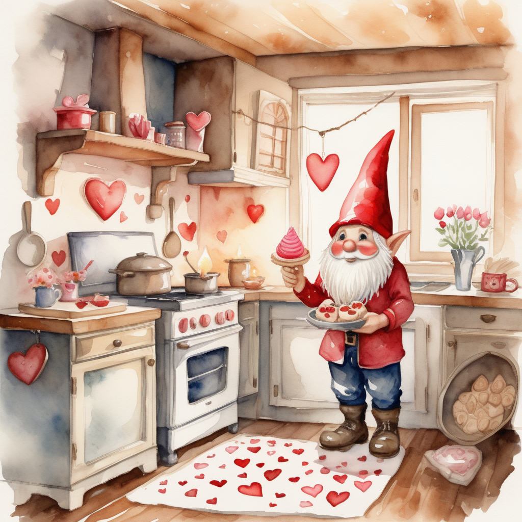 envision prompt In this watercolor painting a valentinethemed