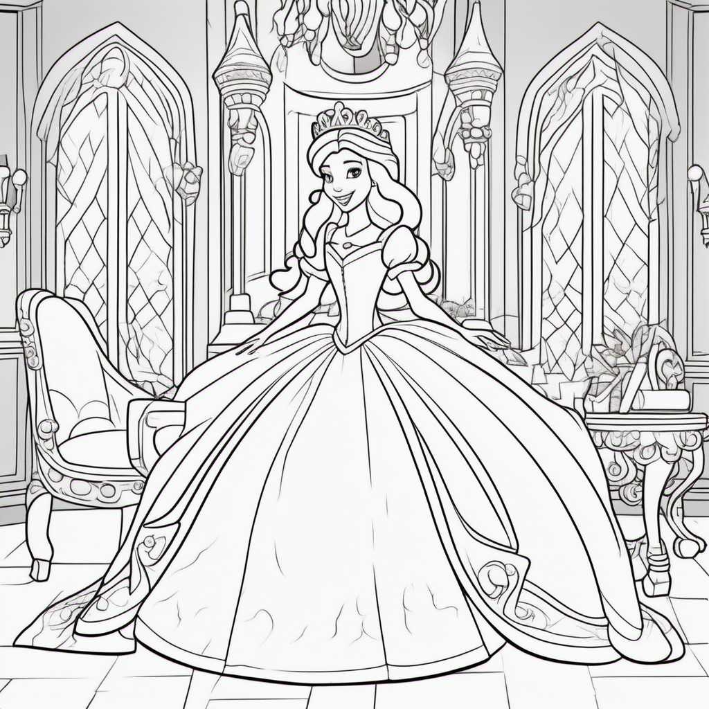 coloring pages for young kids princess in her