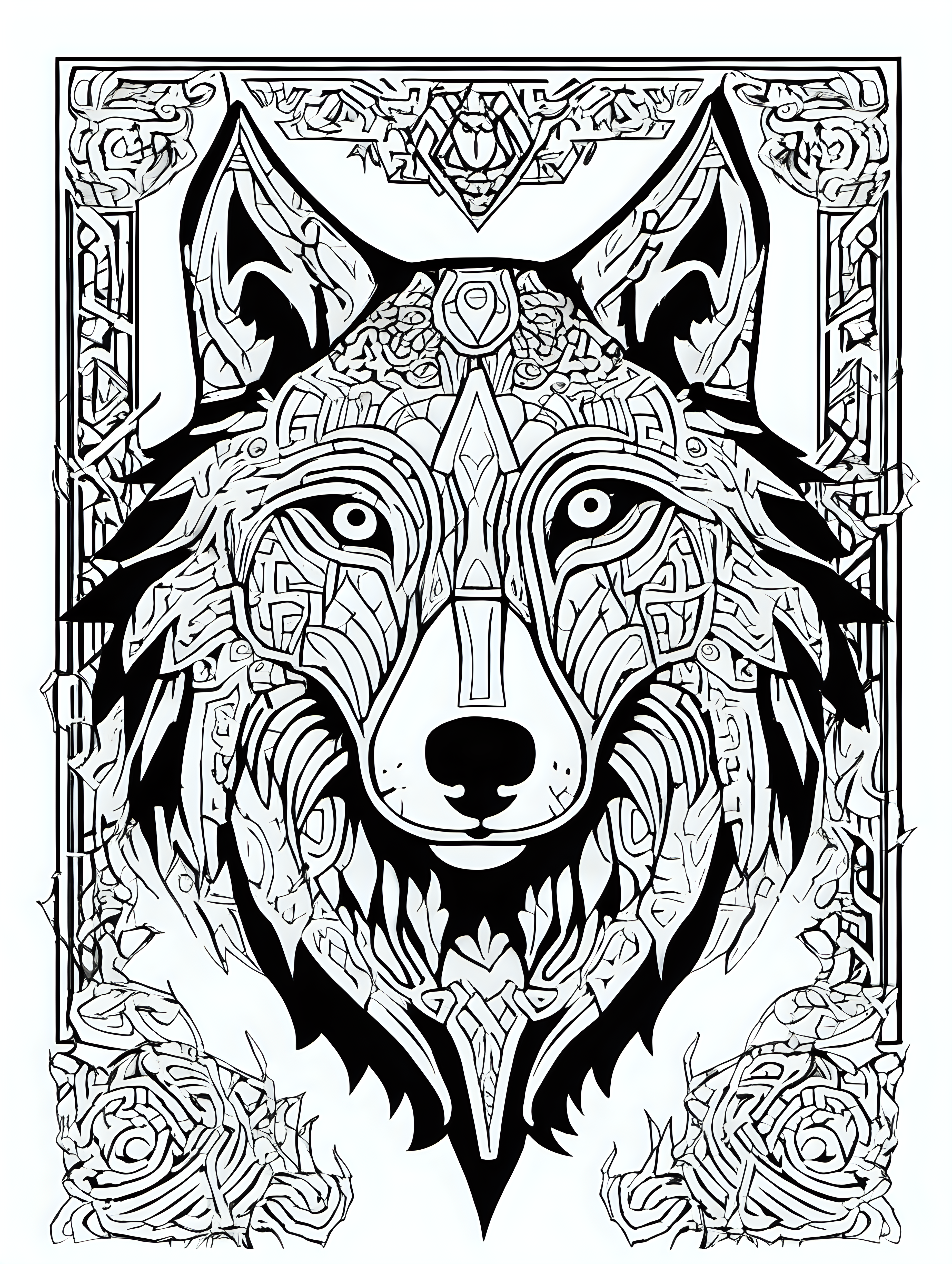 ancient wolf design color page no color