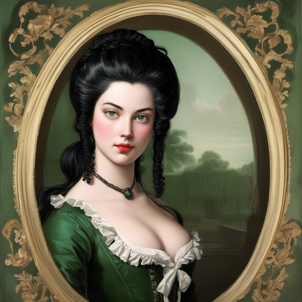 18th century extremely beautiful woman straight black hair