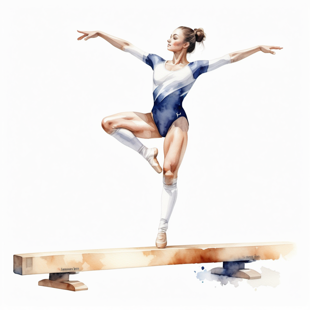 white backgroundcreate a realistic illustrationdetail shot of gymnasticsbalance