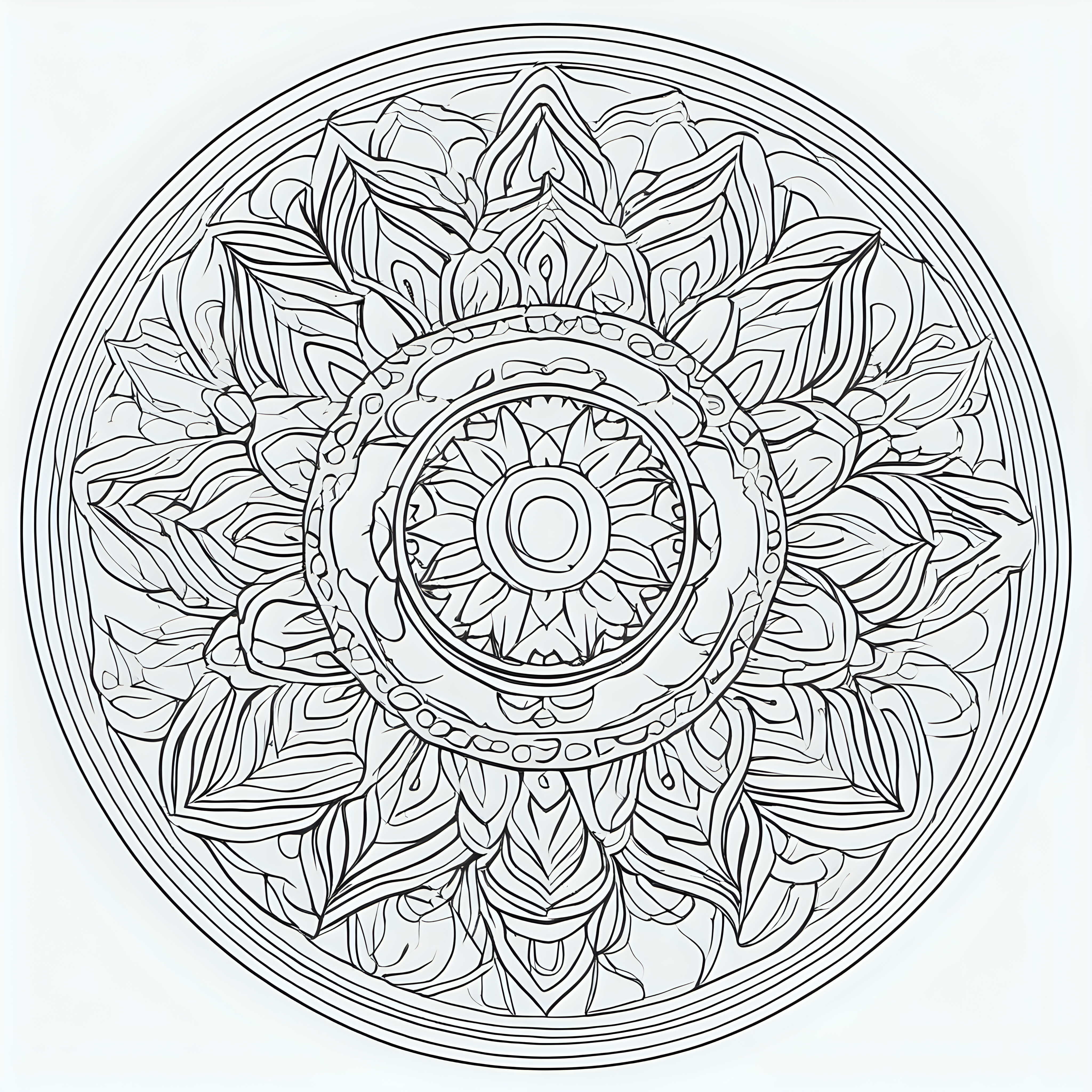create a mandala for a coloring book that very simetric 