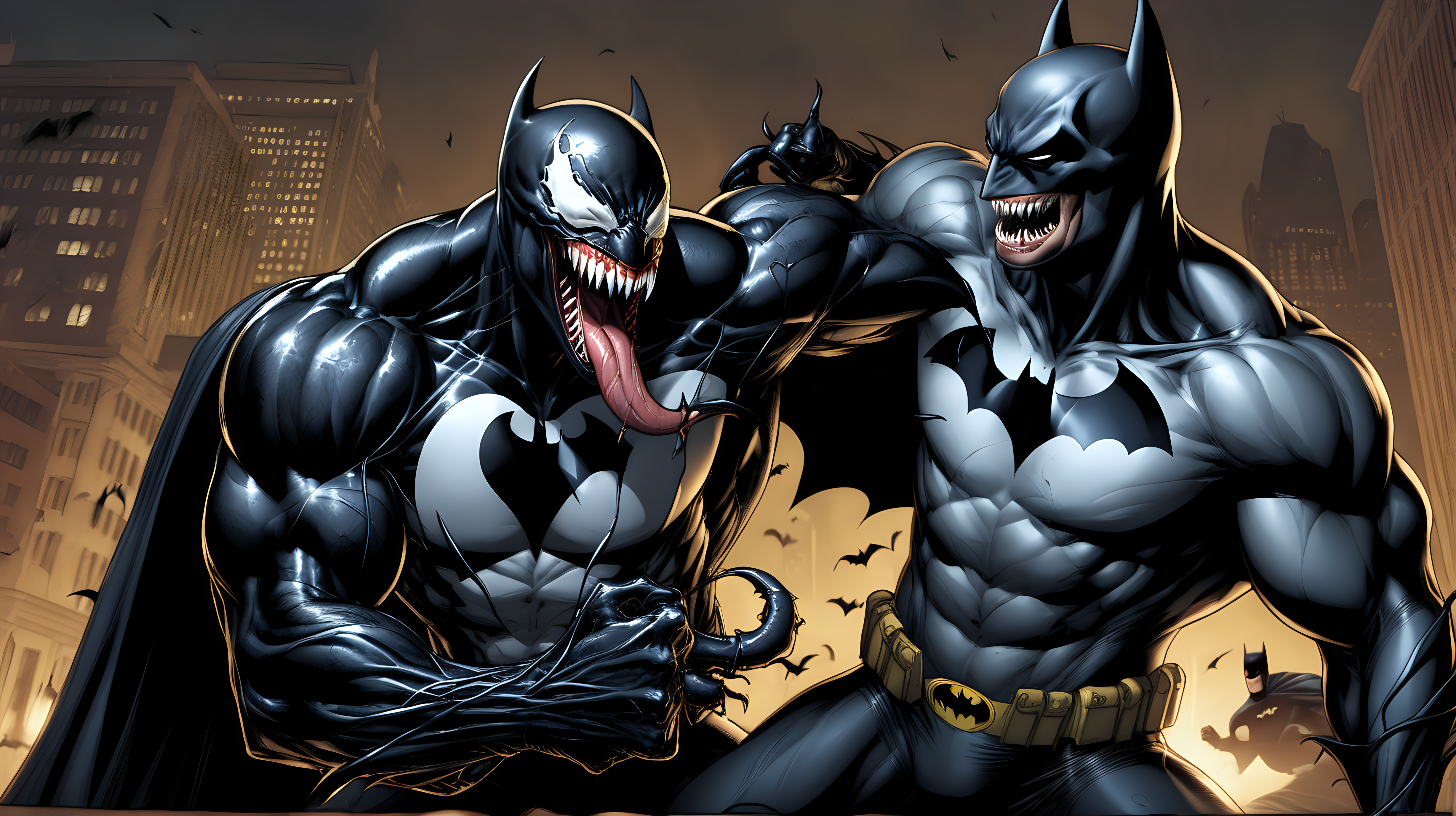 Venom fights
 the batman