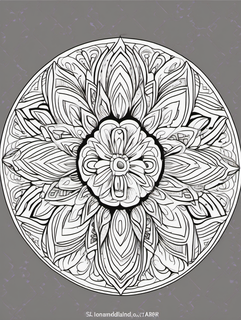 coloring page for adults, mandala for adults, unique floral mandala, thick lines, no background color,  fit mandal in page, simple, line art, full length view –s 750 –v 5.1 --ar 2:3