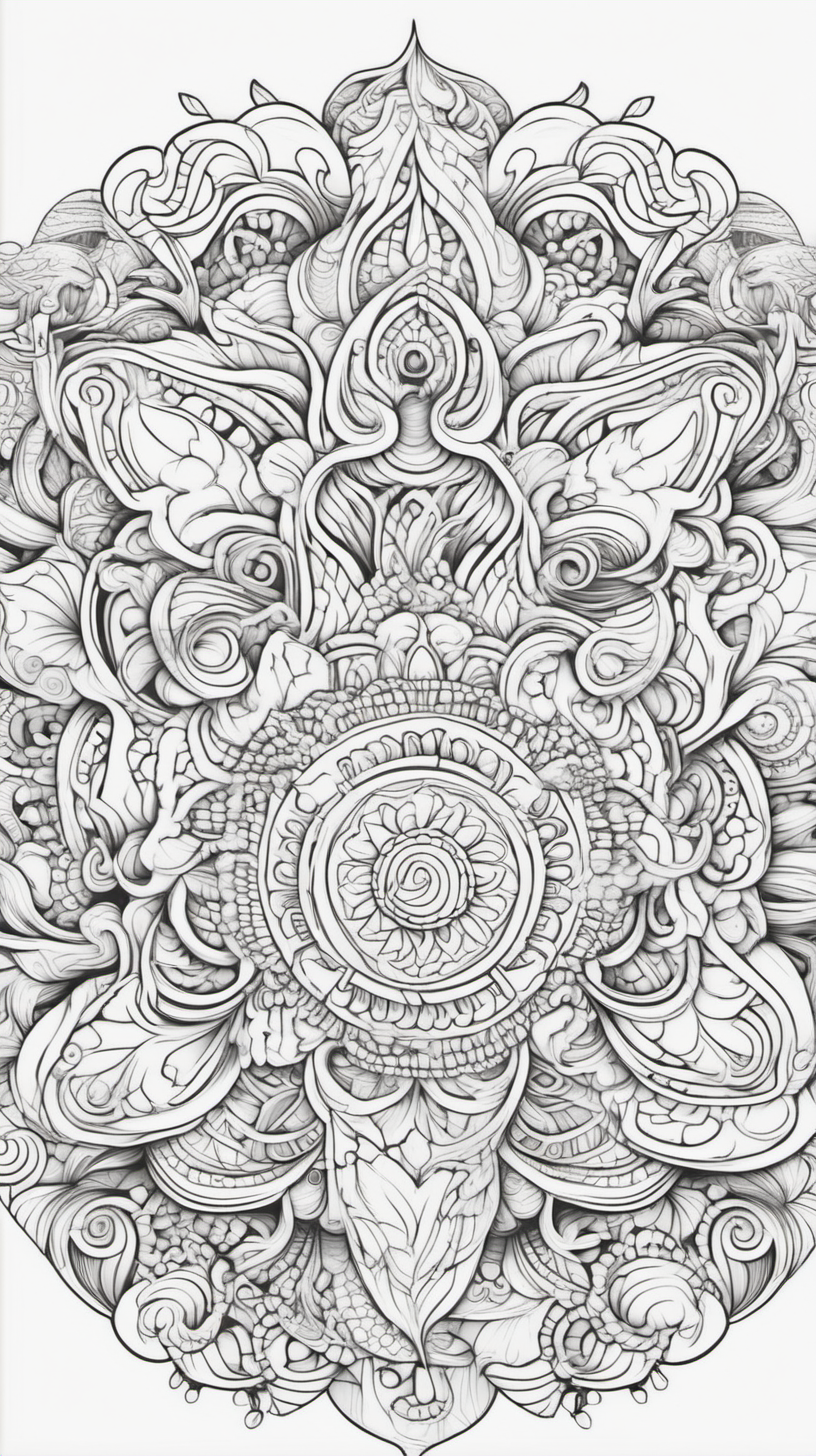 mythological sea mandala background coloring book page clean