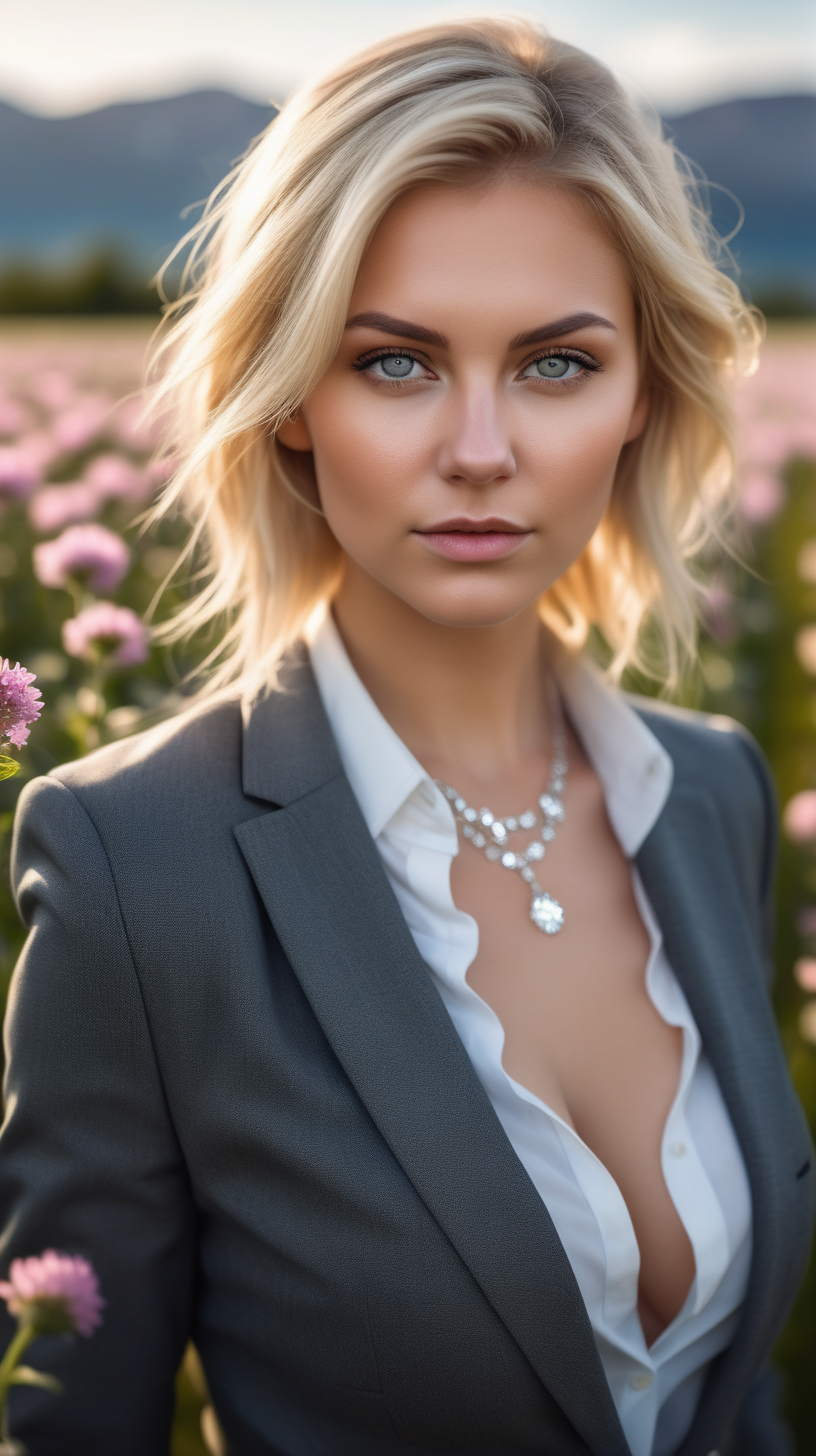 Beautiful Nordic woman very attractive face detailed eyes