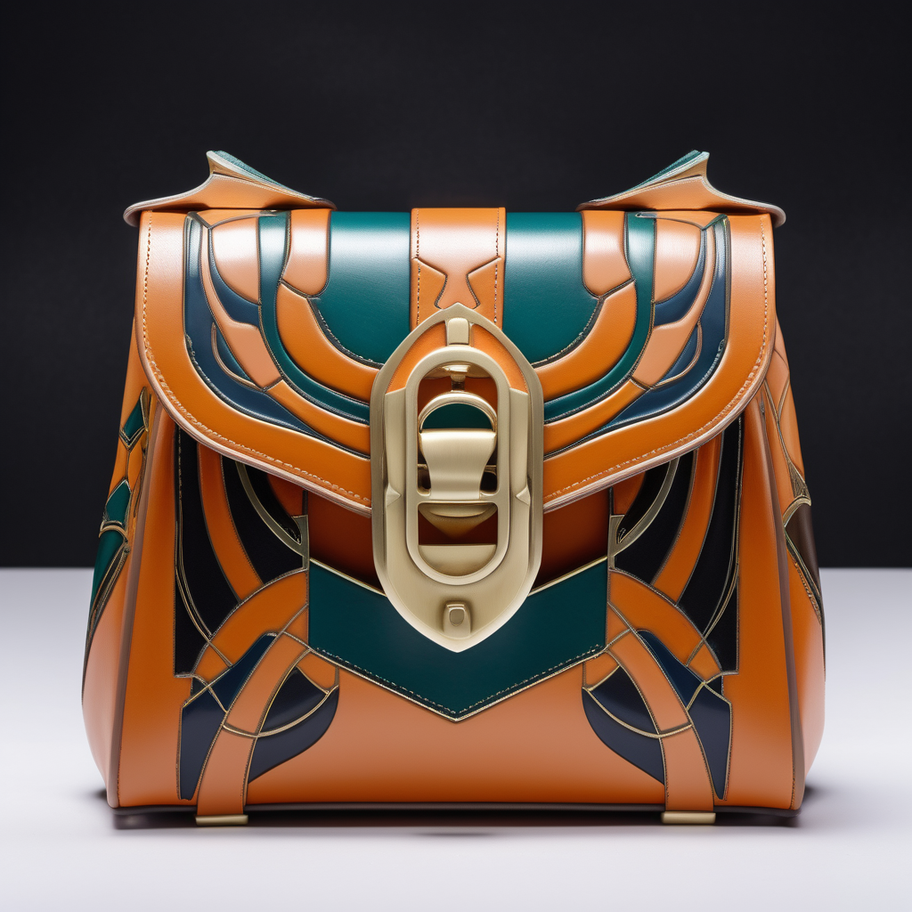 Art Nouveau motif inspired luxury small leather bag
