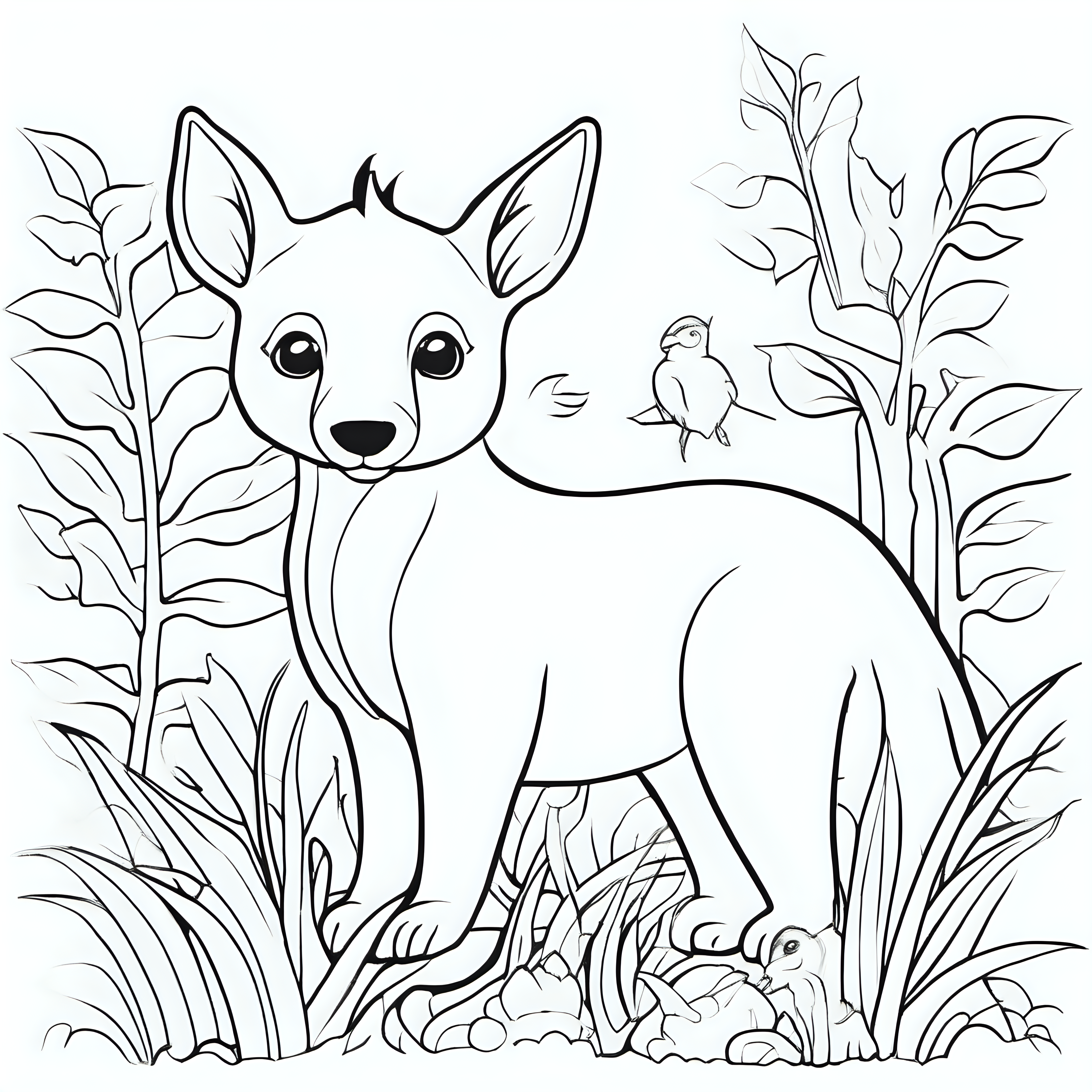 draw cute animals with only the outline in