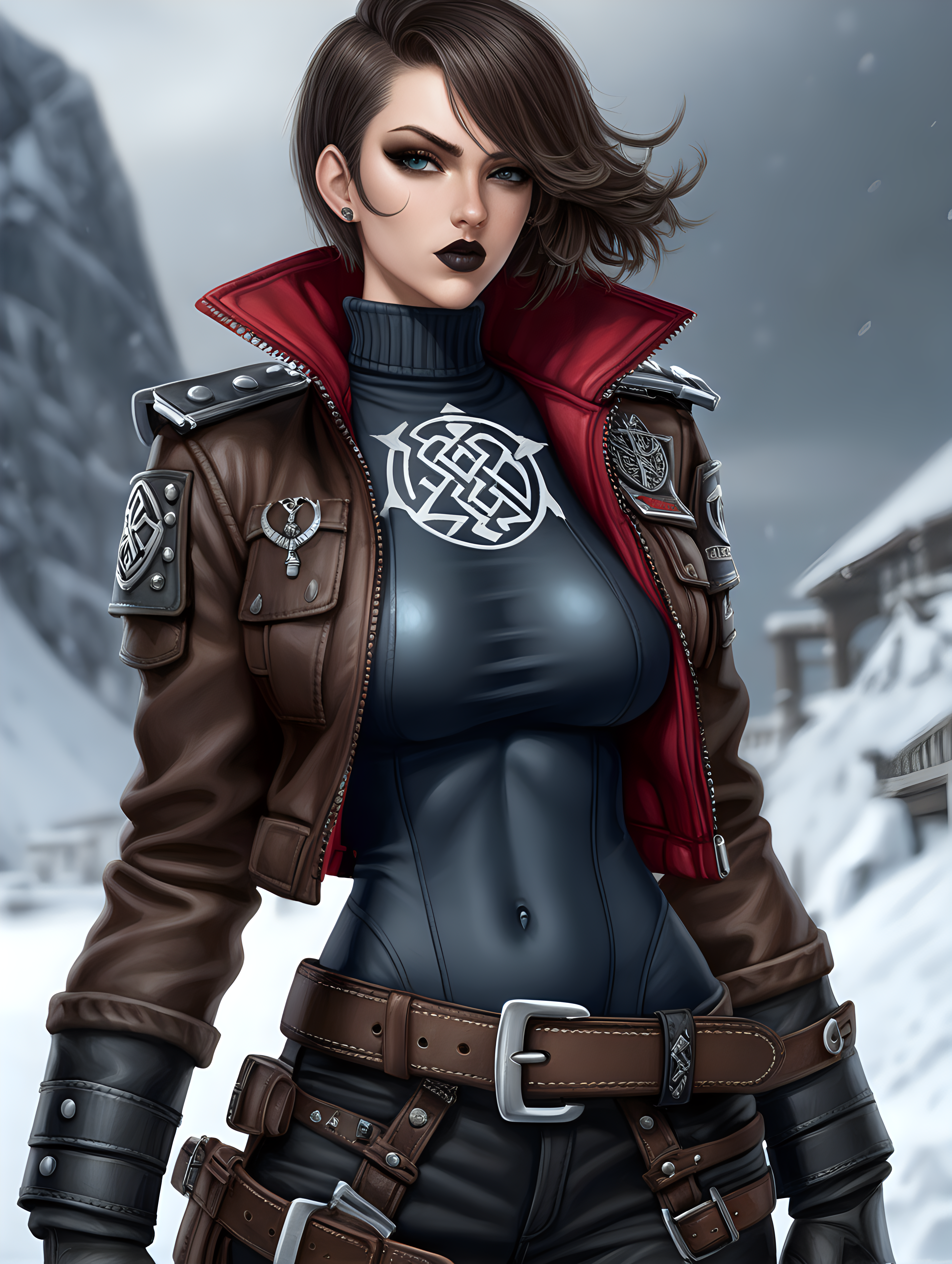 Warhammer 40K young busty Commissar woman She has