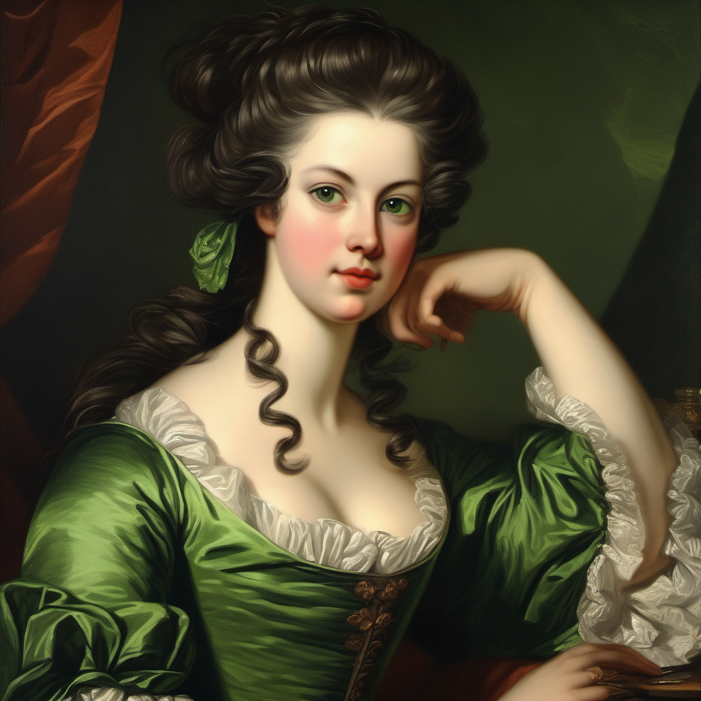 18th century gorgeous woman straight dark brown hair