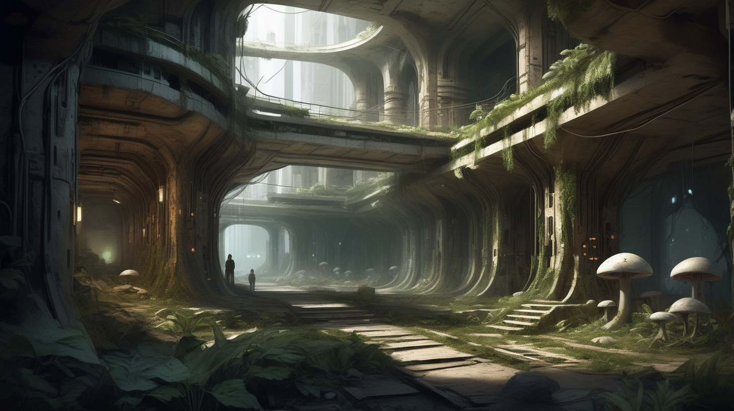Create concept art for an underground city that
