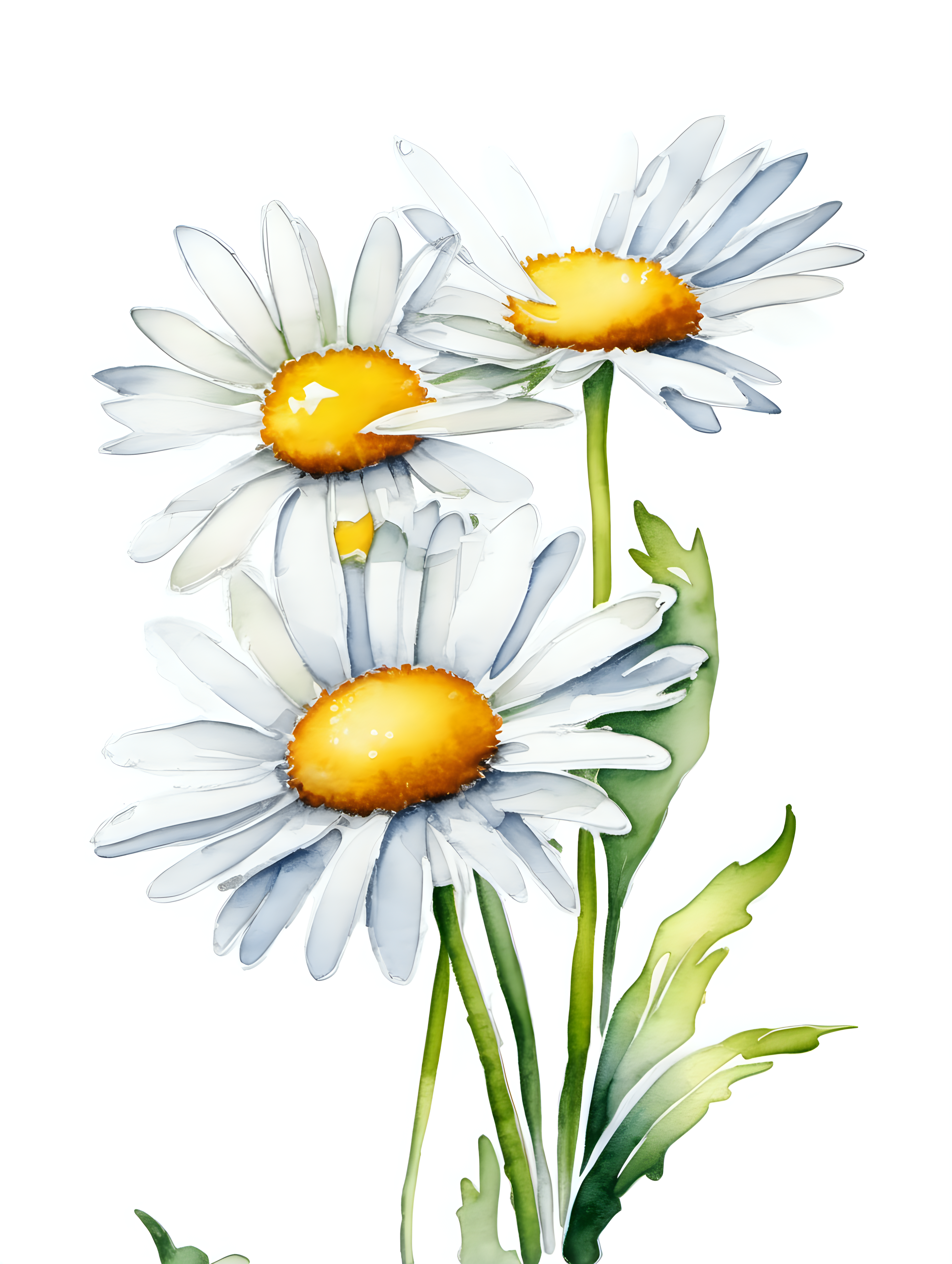 simple daisy watercolor white background