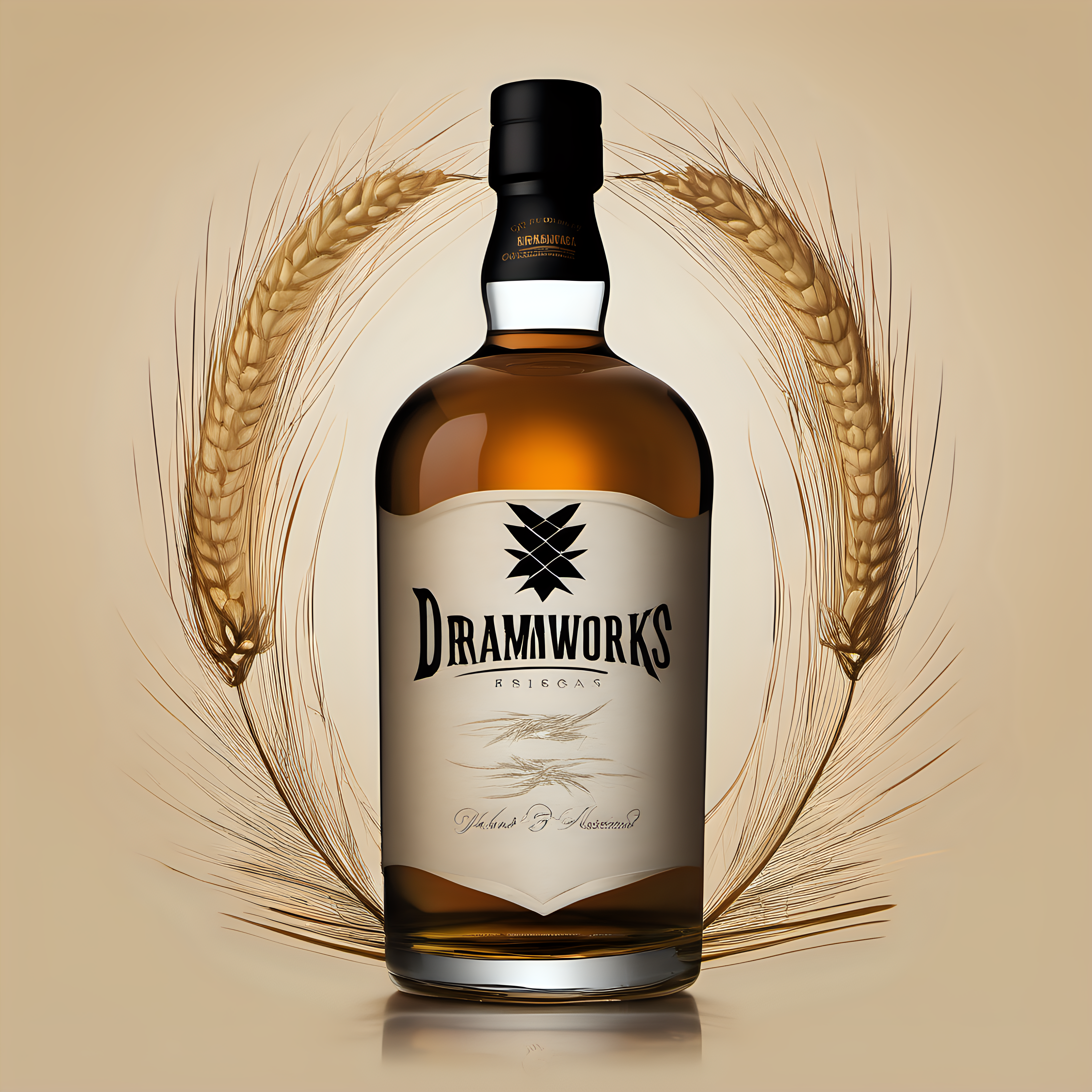 create a brand for a whisky company called "Dramworks" that looks modern and incorporates barley