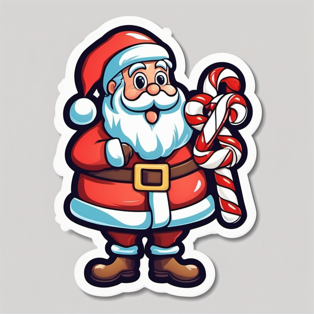 Sticker Santa Claus with a Bag Full of