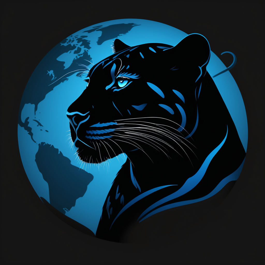 blue black planet silhouette half panther