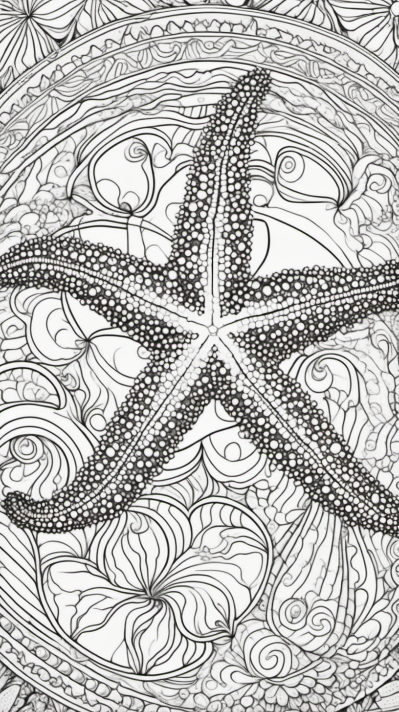 ocean starfish mandala background coloring book page clean