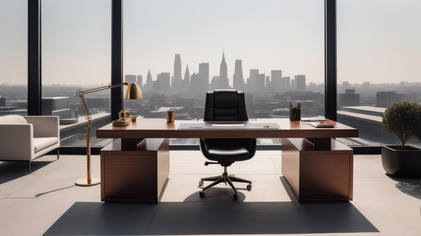 Craft an minimalist image showcasing an executive desk