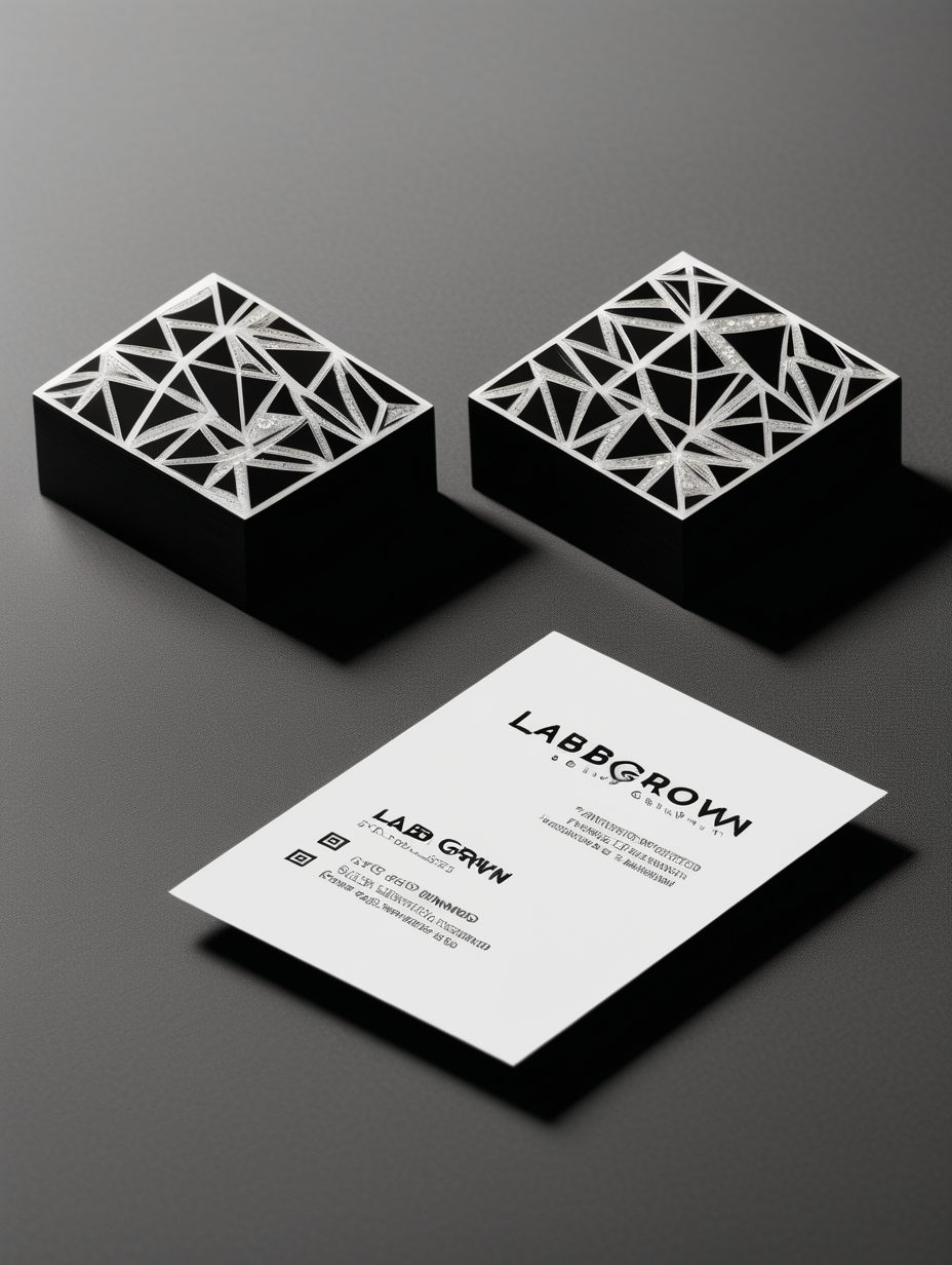 LAB GROWN DIAMOND JEWELLERY BUSINESS CARD 
BLACK AND WHITE MODERN DESIGN