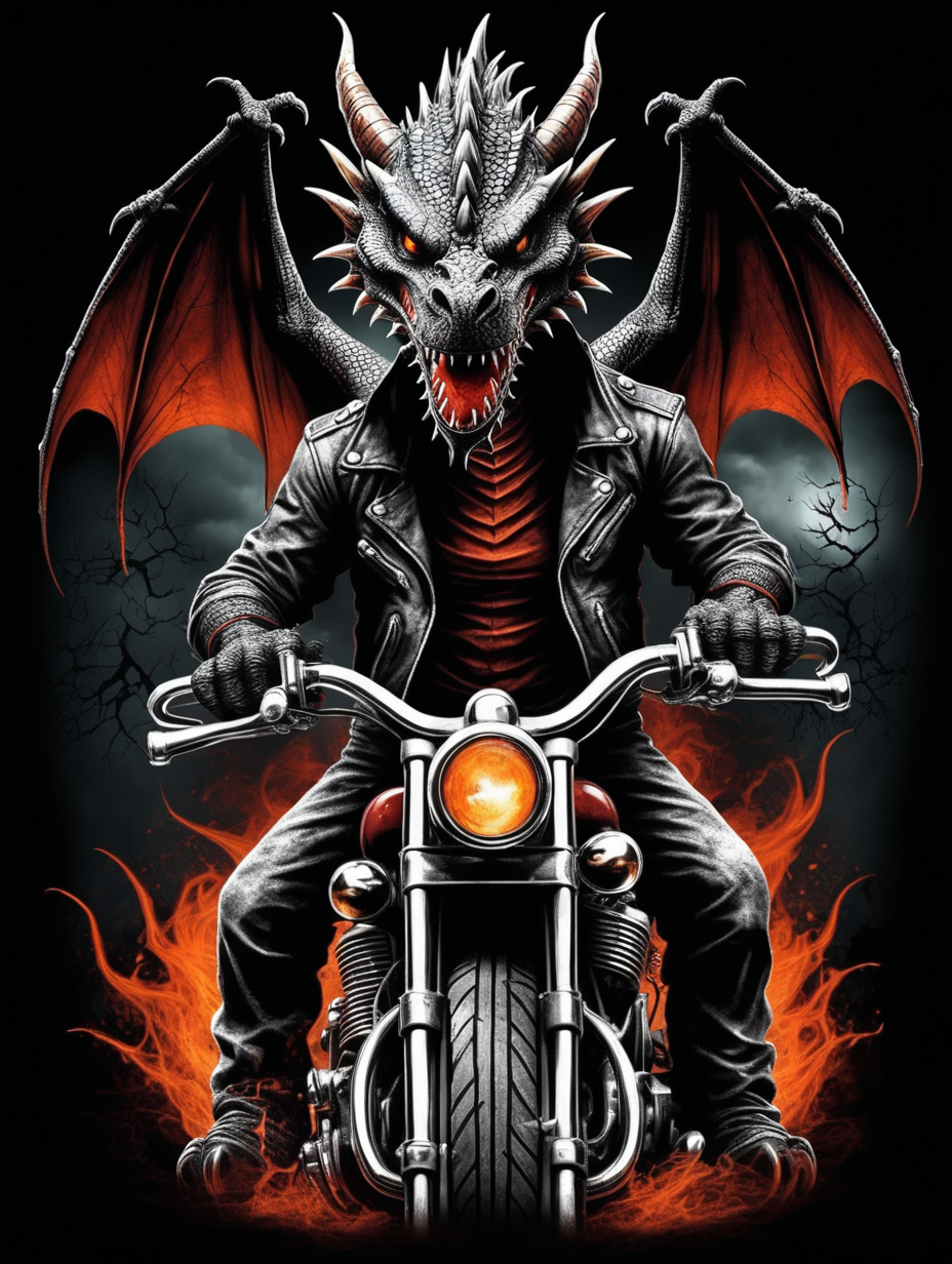 scary dragon, biker t-shirt