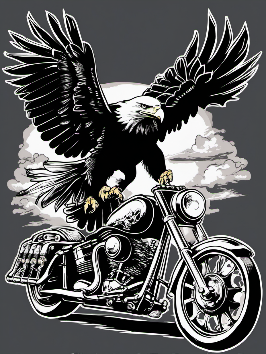 eagle on chopper, biker t-shirt
