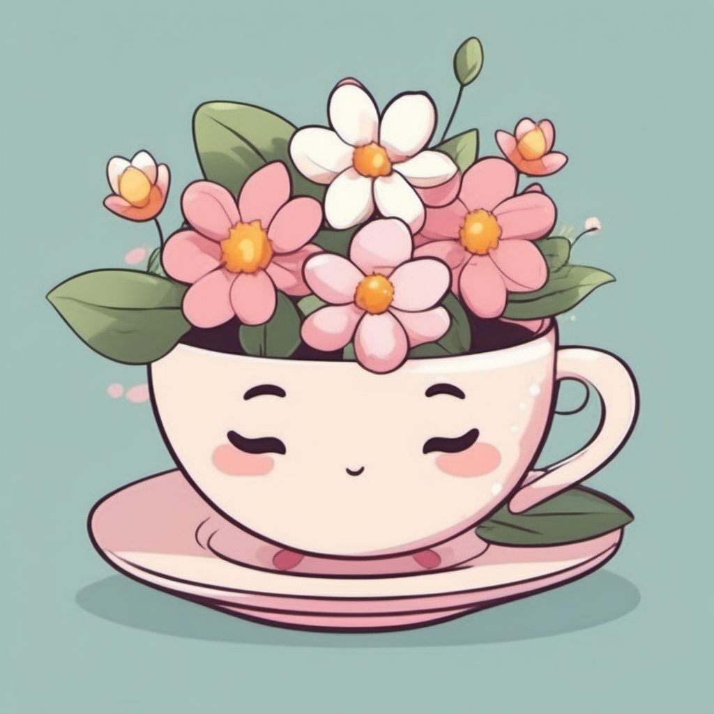 flover tea cup cartoon cute 