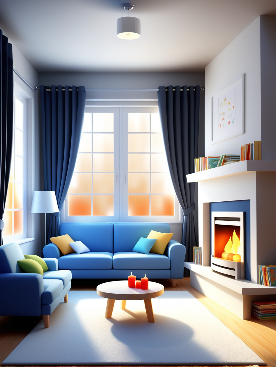 childrensbook illustration small cozy home 3d render poster