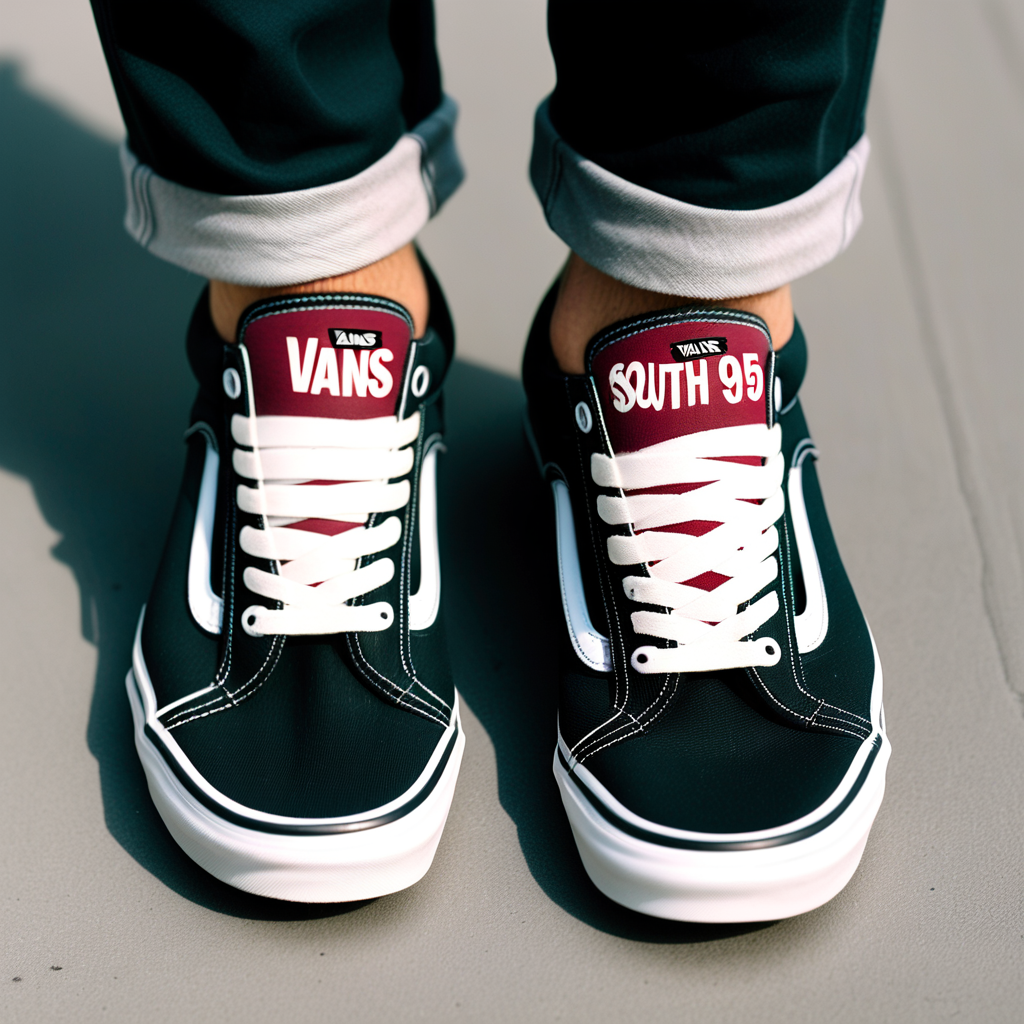 vans sneakers with South interstate95 written on them