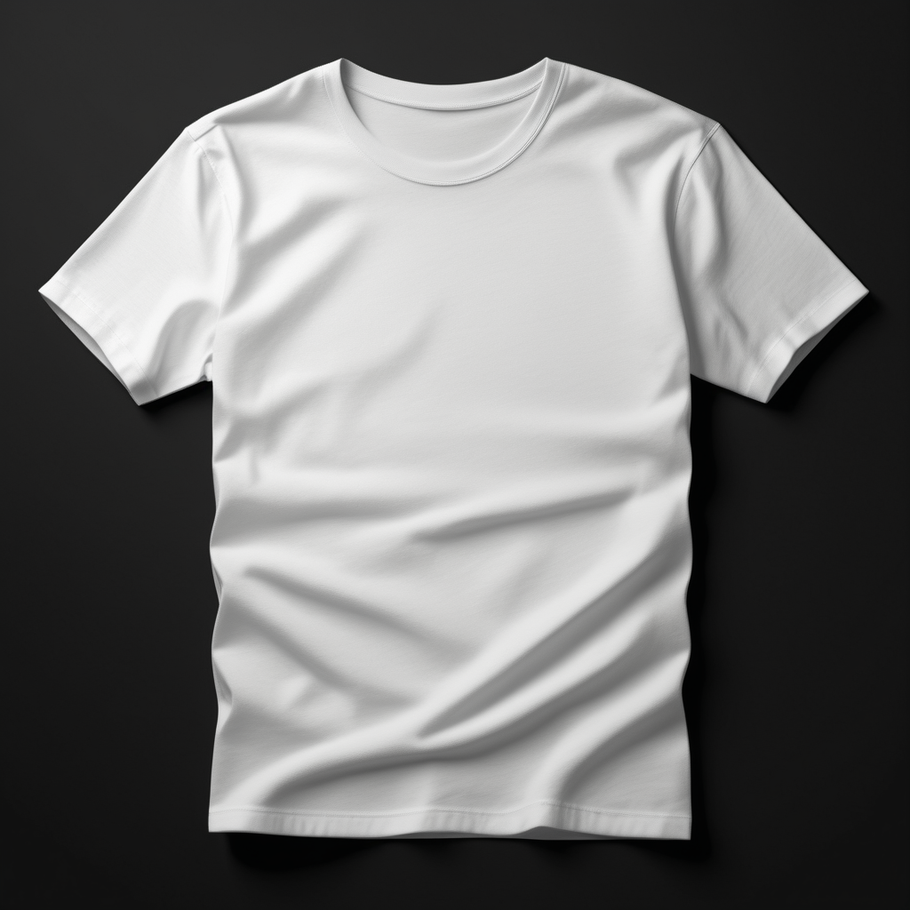  image mock up of plain white tshirt. black-background. 