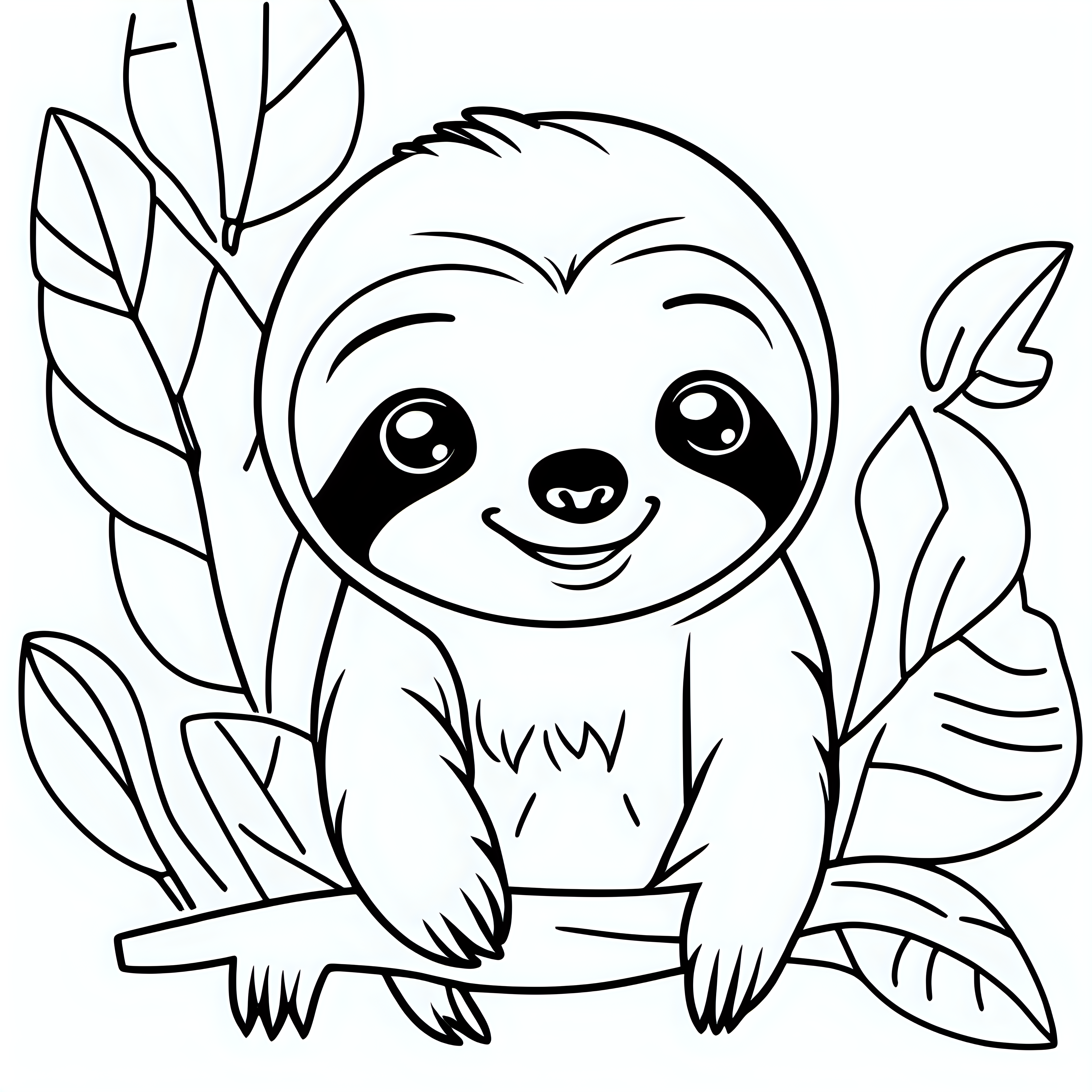 draw a cute sloth with only the outline