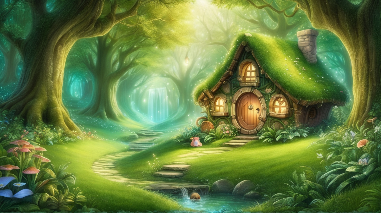 a small cozy in a magical beautiful lush