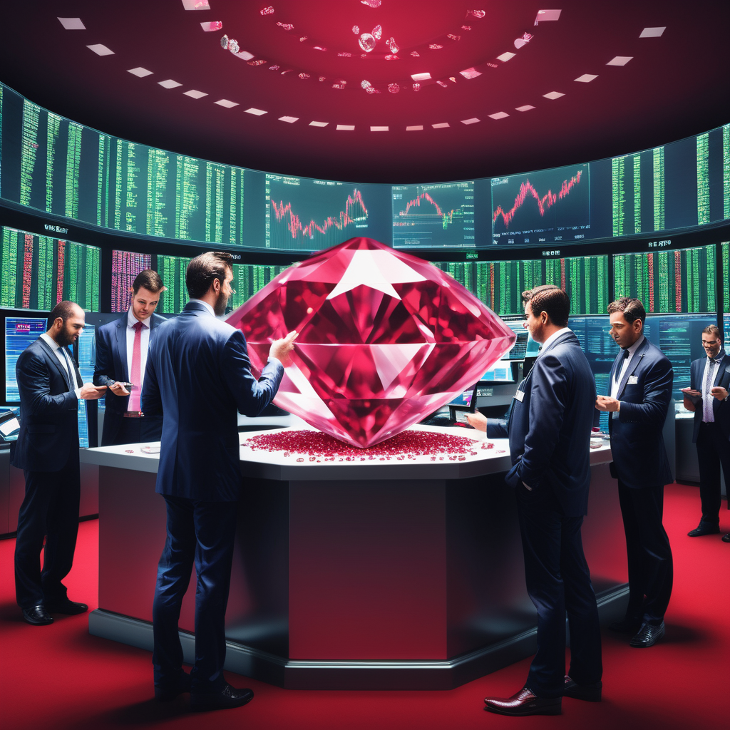 people trading ruby diamonds at a stock exchange