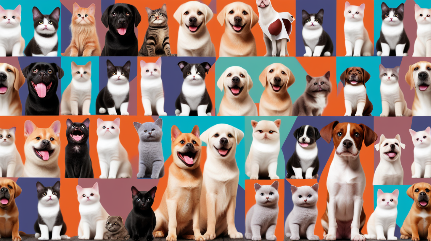 /imagine A collage of cats and dogs for banner image
